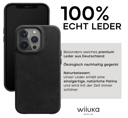 Husă din piele WIIUKA pentru iPhone 15 Pro, negru vintage [2]