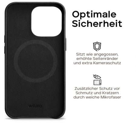 Husă din piele WIIUKA pentru iPhone 15 Pro, negru vintage [3]