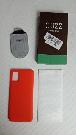 Husa din silicon cuzz pentru Samsung Galaxy A71+ cu 1 x folie de ecran din sticla securizata, rosu [1]