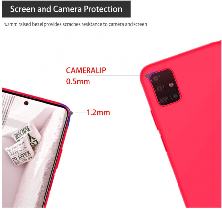 Husa din silicon cuzz pentru Samsung Galaxy A71+ cu 1 x folie de ecran din sticla securizata, rosu [4]