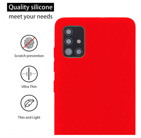 Husa din silicon cuzz pentru Samsung Galaxy A71+ cu 1 x folie de ecran din sticla securizata, rosu [3]