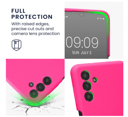 Husa din silicon Kwmobile pentru Samsung Galaxy A13 5G, Roz neon [3]