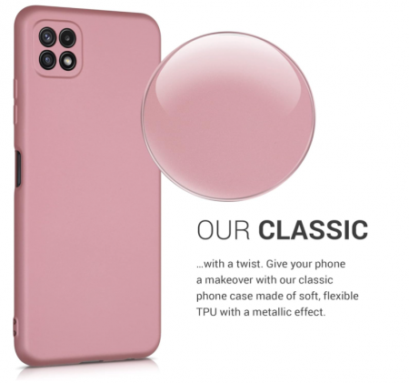 Husa din silicon Kwmobile pentru Samsung Galaxy A22 5G, Aur roz metalic [3]