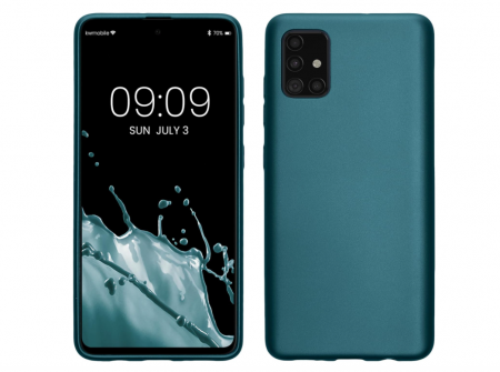 Laptop, Tablete & Telefoane - Husa din silicon kwmobile pentru Samsung Galaxy A5, Albastru Caraibe metalic