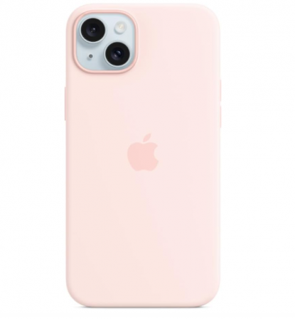 Huse Telefoane - Husă din silicon pentru Apple iPhone 15 Plus cu MagSafe, roz deschis