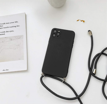 Husă din silicon pentru iPhone 11 Pro Max cu șnur , negru [5]