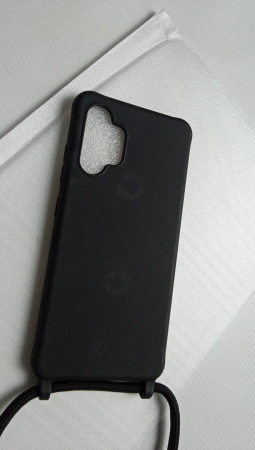 Husă din silicon pentru telefon cu snur prindere la gat MEVIS pentru Samsung Galaxy A32 4G, negru [2]
