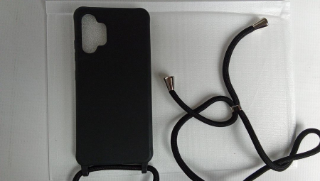 Husă din silicon pentru telefon cu snur prindere la gat MEVIS pentru Samsung Galaxy A32 4G, negru [1]