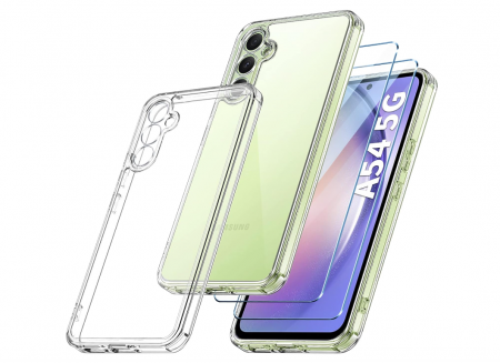 Telefoane Mobile & accesorii - Husă din silicon Qasyfanc pentru Samsung Galaxy A54 5G + 2 folii protectoare de ecran, transparentă