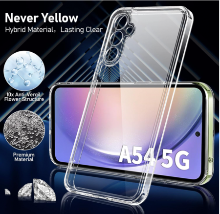 Husă din silicon Qasyfanc pentru Samsung Galaxy A54 5G + 2 folii protectoare de ecran, transparentă [2]