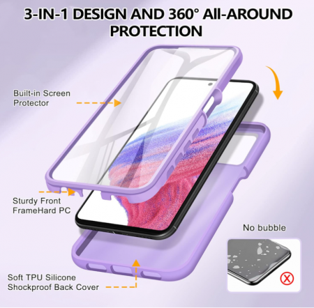 Husă din silicon Tawarror pentru Xiaomi Redmi Note 11/Redmi Note 11S 4G cu protectie de ecran încorporată, violet [3]