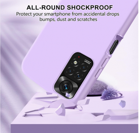 Husă din silicon Tawarror pentru Xiaomi Redmi Note 11/Redmi Note 11S 4G cu protectie de ecran încorporată, violet [5]