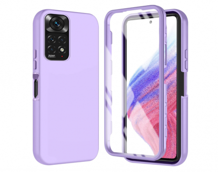 Husă din silicon Tawarror pentru Xiaomi Redmi Note 11/Redmi Note 11S 4G cu protectie de ecran încorporată, violet [0]