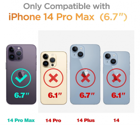 Husa GVIEWIN compatibila cu iPhone 14 Pro Max 6.7" (17 cm) 2022 + Folie protectie sticla securizata si lentila camera [2]