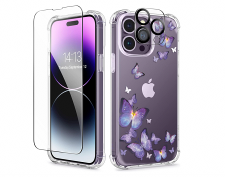 Huse Telefoane - Husa GVIEWIN compatibila cu iPhone 14 Pro Max 6.7" (17 cm) 2022 + Folie protectie sticla securizata si lentila camera