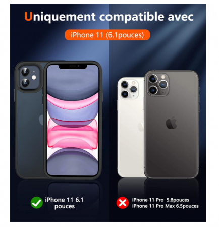 Husă Hensinple pentru iPhone 11, cu folie protectie sticlă securizată, negru [2]