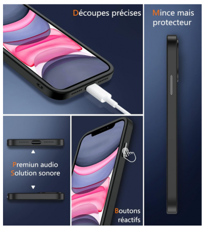 Husă Hensinple pentru iPhone 11, cu folie protectie sticlă securizată, negru [7]