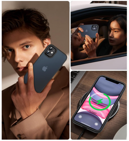 Husă Hensinple pentru iPhone 11, cu folie protectie sticlă securizată, negru [6]