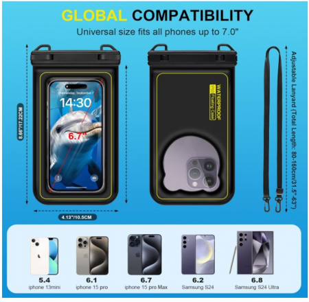 Husă impermeabilă pentru telefon mobil până la 6.9 inchi, HAISSKY [7]