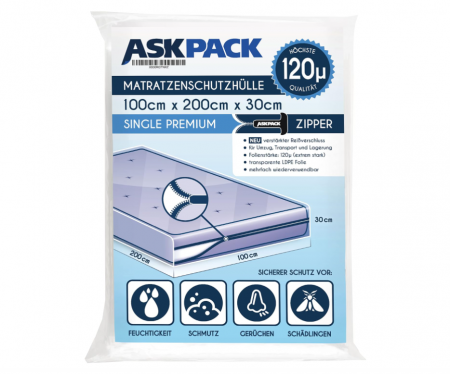 Textile si covoare - Husa impermeabilă Saltea ASK Pack, Ideal pentru mutare, depozitare și transport, 100x200cm