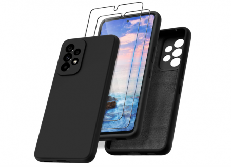 Husa Janmitta pentru Samsung Galaxy A53 5G + folie protectie sticla securizata, negru [0]