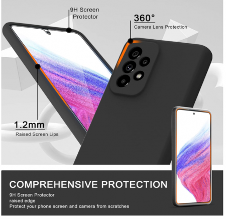 Husa Janmitta pentru Samsung Galaxy A53 5G + folie protectie sticla securizata, negru [3]