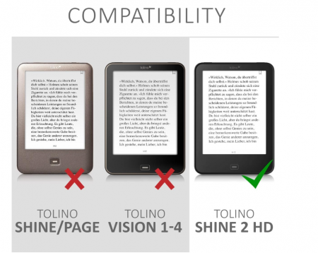 Husă kwmobile pentru Tolino Shine 2 HD din piele artificială, Negru [7]