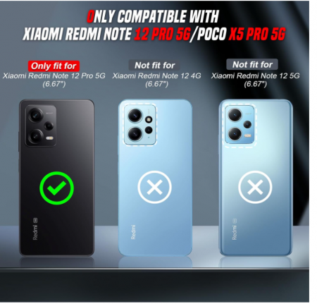 Husă LeYi pentru Xiaomi Redmi Note 12 Pro 5G/Poco X5 Pro 5G cu 2 folii ecran sticlă securizată [2]