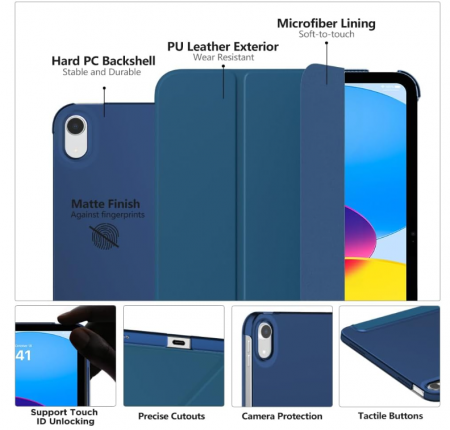 Husă MoKo pentru iPad a 10-a generație 2022 de 10,9 inchi, bleu marine închis [3]