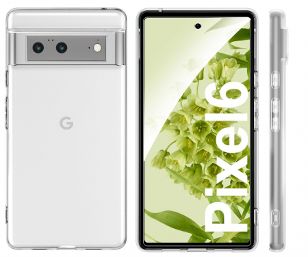 Husă NEW'C pentru Google Pixel 6 transparenta + 2 folii protecție din sticlă securizată [6]