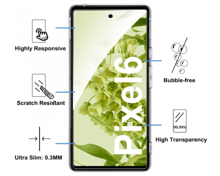 Husă NEW'C pentru Google Pixel 6 transparenta + 2 folii protecție din sticlă securizată [1]