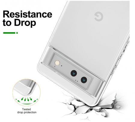 Husă NEW'C pentru Google Pixel 6 transparenta + 2 folii protecție din sticlă securizată [4]