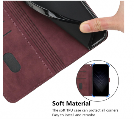 Husa OKZone pentru Samsung Galaxy S20, din piele PU, rosu [4]