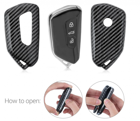 Husa pentru cheie auto Kwmobile compatibilă cu VW Golf 8, negru carbon [9]