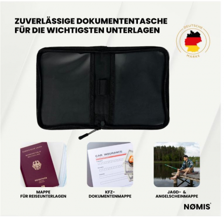 Husa pentru documente NØMIS, geanta voiaj pentru pasaport, negru [1]