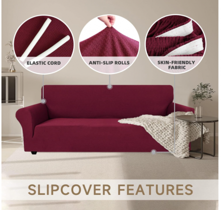 Husa pentru fotoliu Ystyle cu cotiere, visiniu [6]