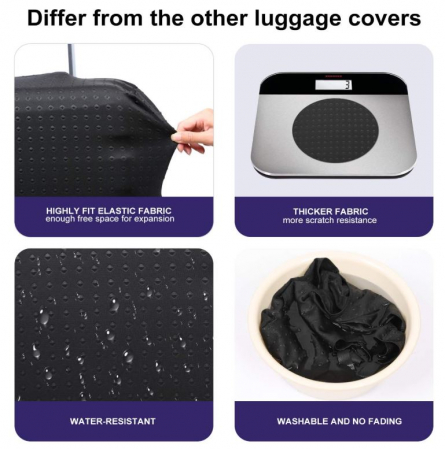 Husă pentru valiză de călătorie 7-Mi, negru, 66-70 cm [5]