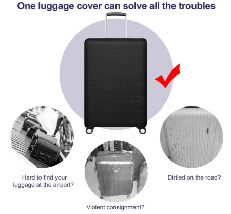 Husă pentru valiză de călătorie 7-Mi, negru, 66-70 cm [4]