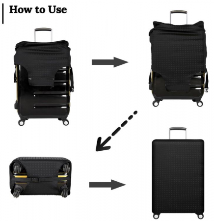 Husă pentru valiză de călătorie GOXUNYUAN, negru, 74-76 cm [5]