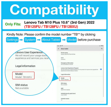 Husă ProCase pentru Lenovo Tab M10 Plus 10.6" (27 cm) 2022 a treia generație TB125/TB128, bleumarin [3]