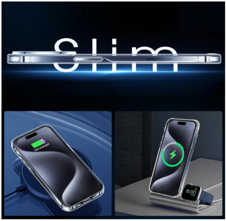 Husă Qasyfanc pentru iPhone 15 Pro + 2 folii protectie sticlă securizată, transparent [8]