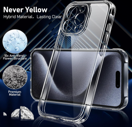 Husă Qasyfanc pentru iPhone 15 Pro + 2 folii protectie sticlă securizată, transparent [3]