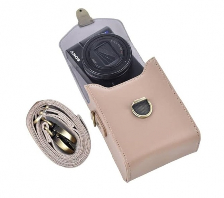 Alte accesorii foto & video - Husa retro de piele pentru camera Sony RX100, seria HX si Ricoh, bej