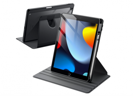 Husă rotativă JETech pentru iPad 9/8/7, 10,2 inchi (25.9 cm), model 2021/2020/2019, generația 9/8/7, negru [0]