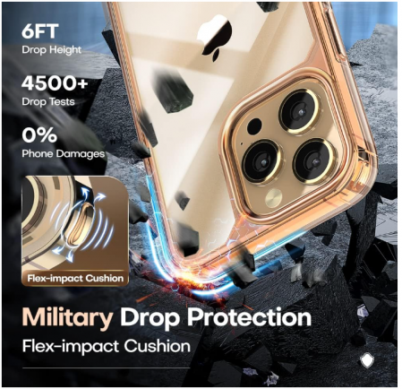 Husa TAURI pentru iPhone 13 Pro Max, cu 2 folii protectie pentru cameră, auriu roz [5]