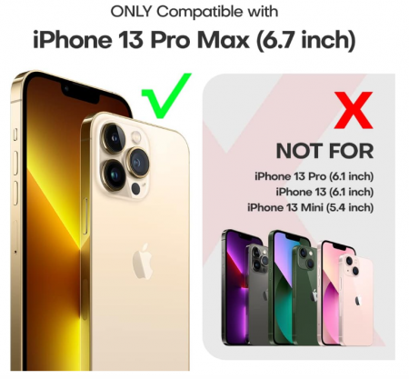 Husa TAURI pentru iPhone 13 Pro Max, cu 2 folii protectie pentru cameră, auriu roz [3]