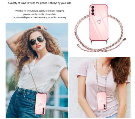 Husă Vauki pentru Samsung Galaxy S21 5G cu snur, roz [5]