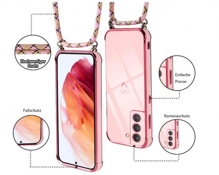 Husă Vauki pentru Samsung Galaxy S21 5G cu snur, roz [2]