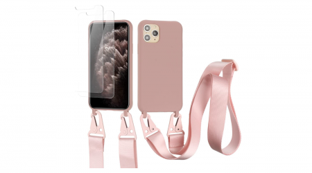 Huse Telefoane - Husă Vrupin compatibilă cu iPhone 11 Pro+ (2 bucăți de protecție pentru ecran), husă din silicon lichid, Culoare Lotus