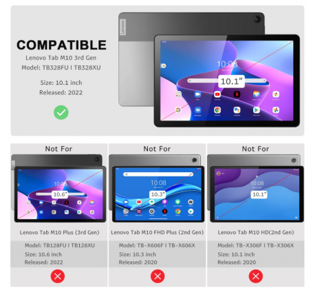 Husa YRH pentru Lenovo Tab M10 3rd Generation 10.1" 2022, negru [3]